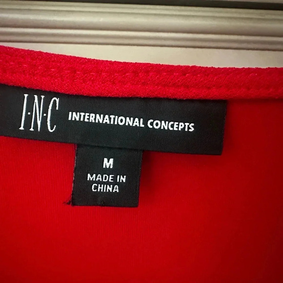 INC Red party dress with sparkle detail. M but fits 12. Very Flattering! - Picture 4 of 8